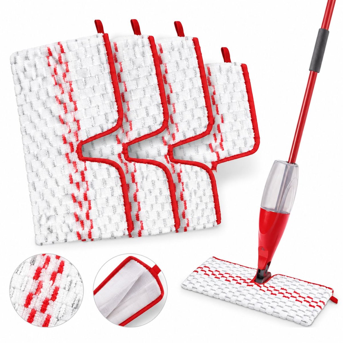 VHV - Geschikt - 4 stuks - 2 in 1 herbruikbaar - Vervanging mop pads - Dubbelzijdige dweildoek - voor vileda 1