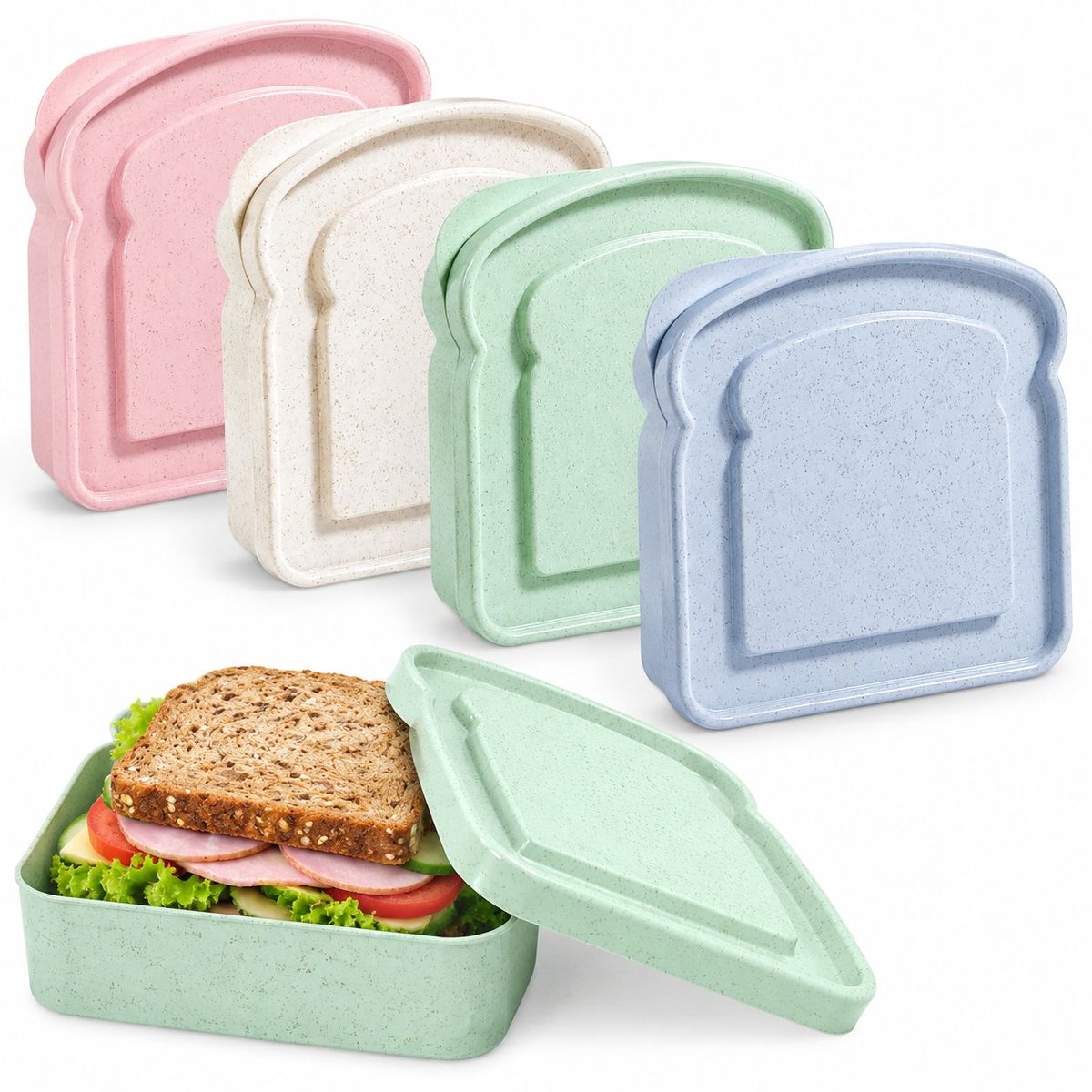 VHV - Vershoudbakjes - 4 stuks - Broodcontainer - Boterhammendoos - Meal prep bakjes - Lunchboxen - Voedseldoos - in de keuken