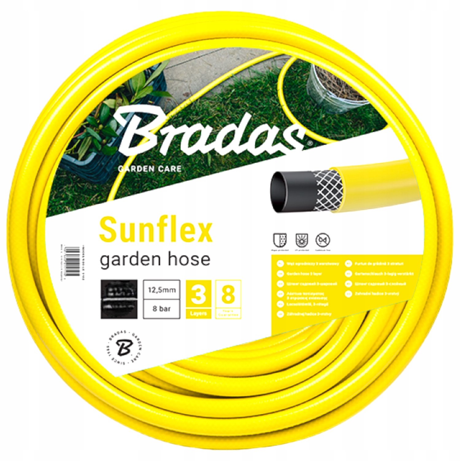 Bradas Sunflex Tuinslang 1/2" 30m Geel - 3 Laags & UV Bestendig
