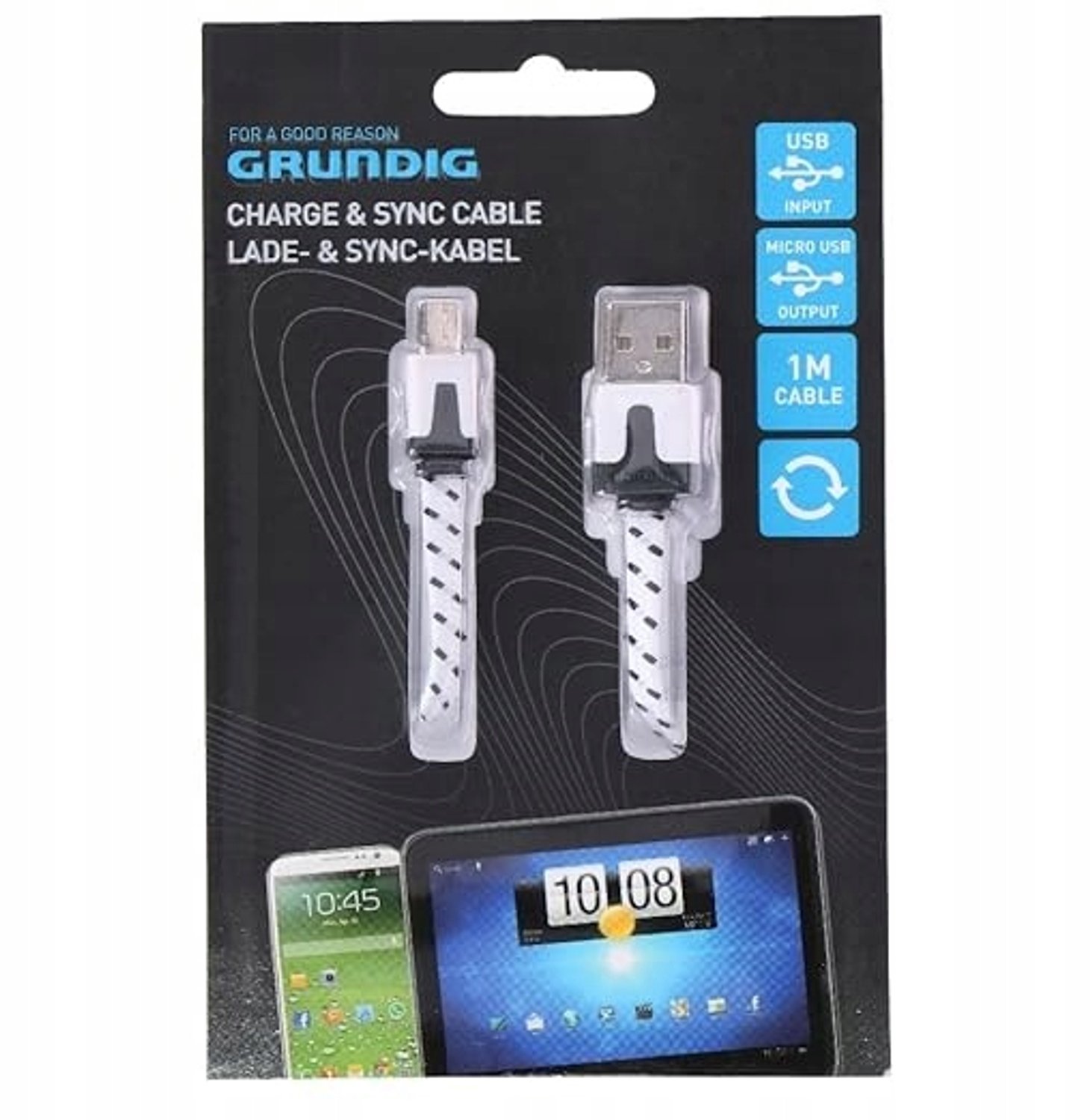 Grundig USB naar Micro USB Kabel 2m - Wit