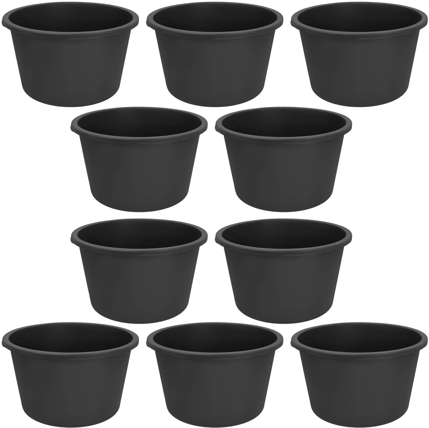 Bouwemmer 40L Rond Zwart - Set van 10 Stuks
