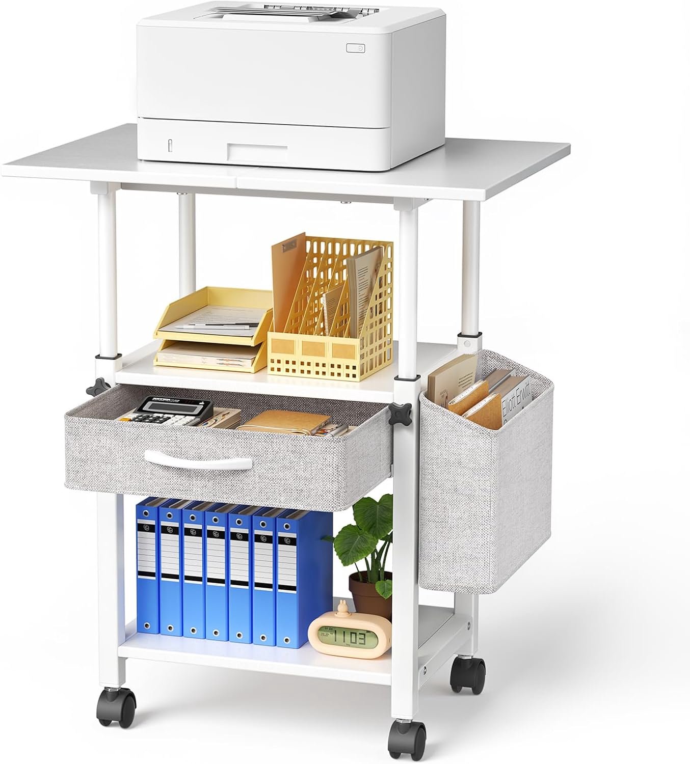 Solidchoice - Printertafel met Wielen en 3 Niveaus