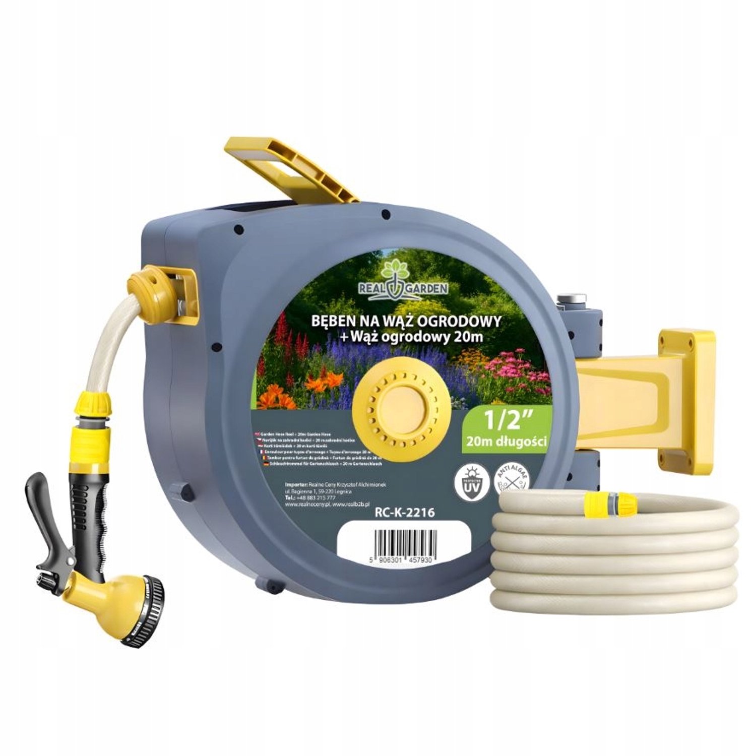 Automatische Tuinslanghaspel Wandmontage 1/2" 30m Set