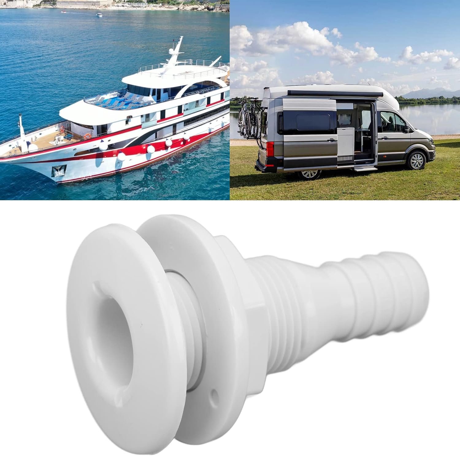 Dailygoods- Slangkoppeling 3/4 inch - Door Rompconnector - ABS Kunststof - Bootafvoerfitting - Eenvoudig te installeren - Hoge prestaties - Bootfitting