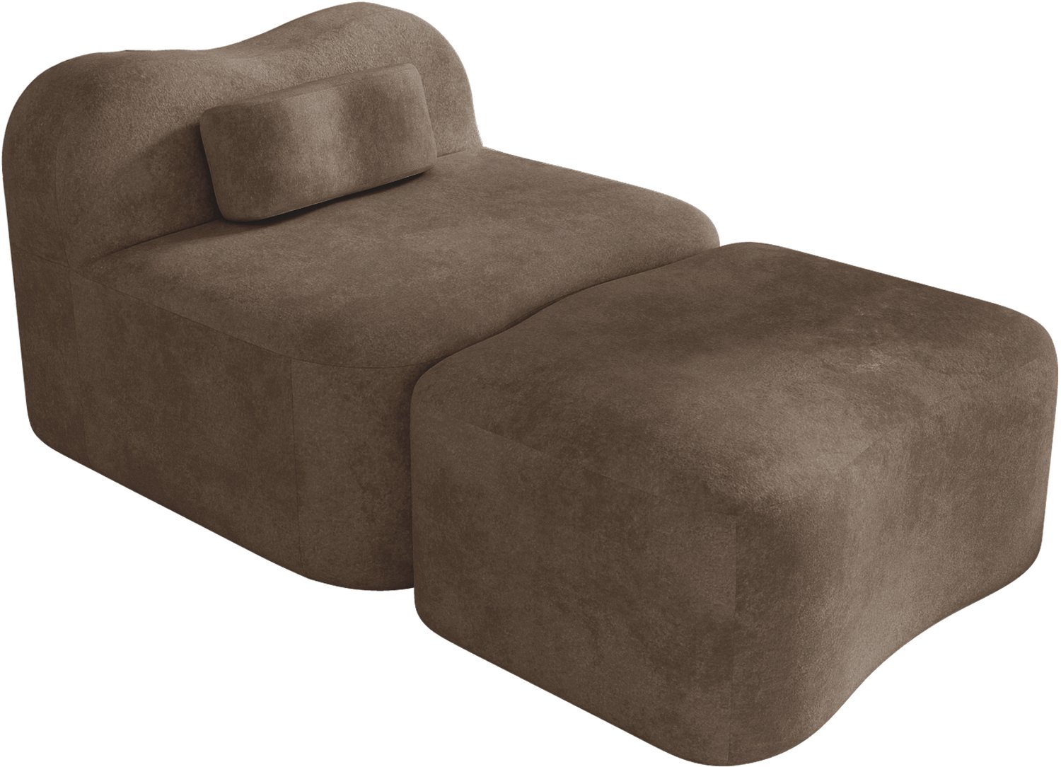 SONNENH Modulaire 1-zitsbank met ottoman - Fluweel - 96 x 167 cm - Bruin