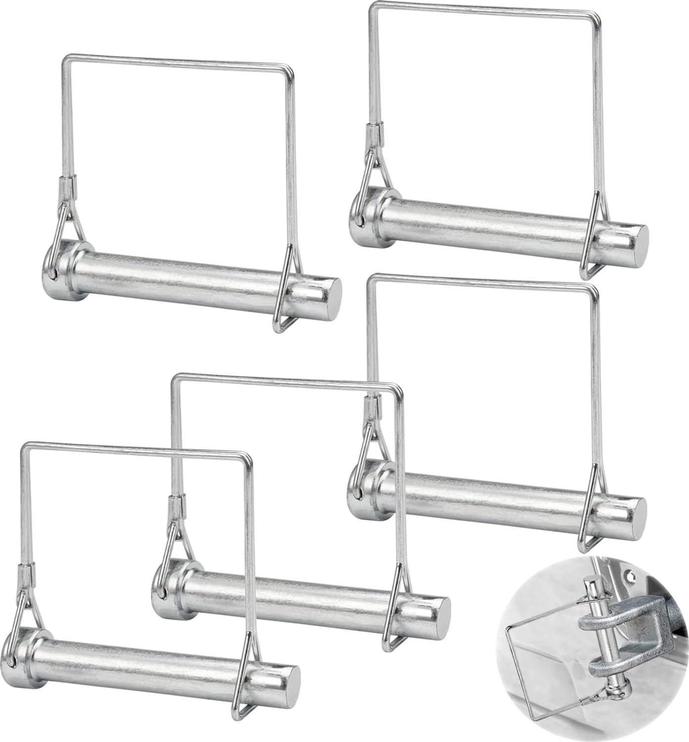 SnelShoppen - 5pcs M12 x 80mm Vouwpinnen, D-Vormige Carbon Staal Retainer Bouten, Locking Pins, Farm Trailer Invoeg Bouten, Hoogwaardige Gegalvaniseer