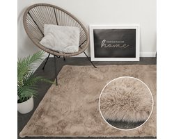 Moonay KNUFFEL Fluffy Vloerkleed – Taupe – 160 x 230 cm – Hoogpolig 30 mm Shaggy Tapijt – 