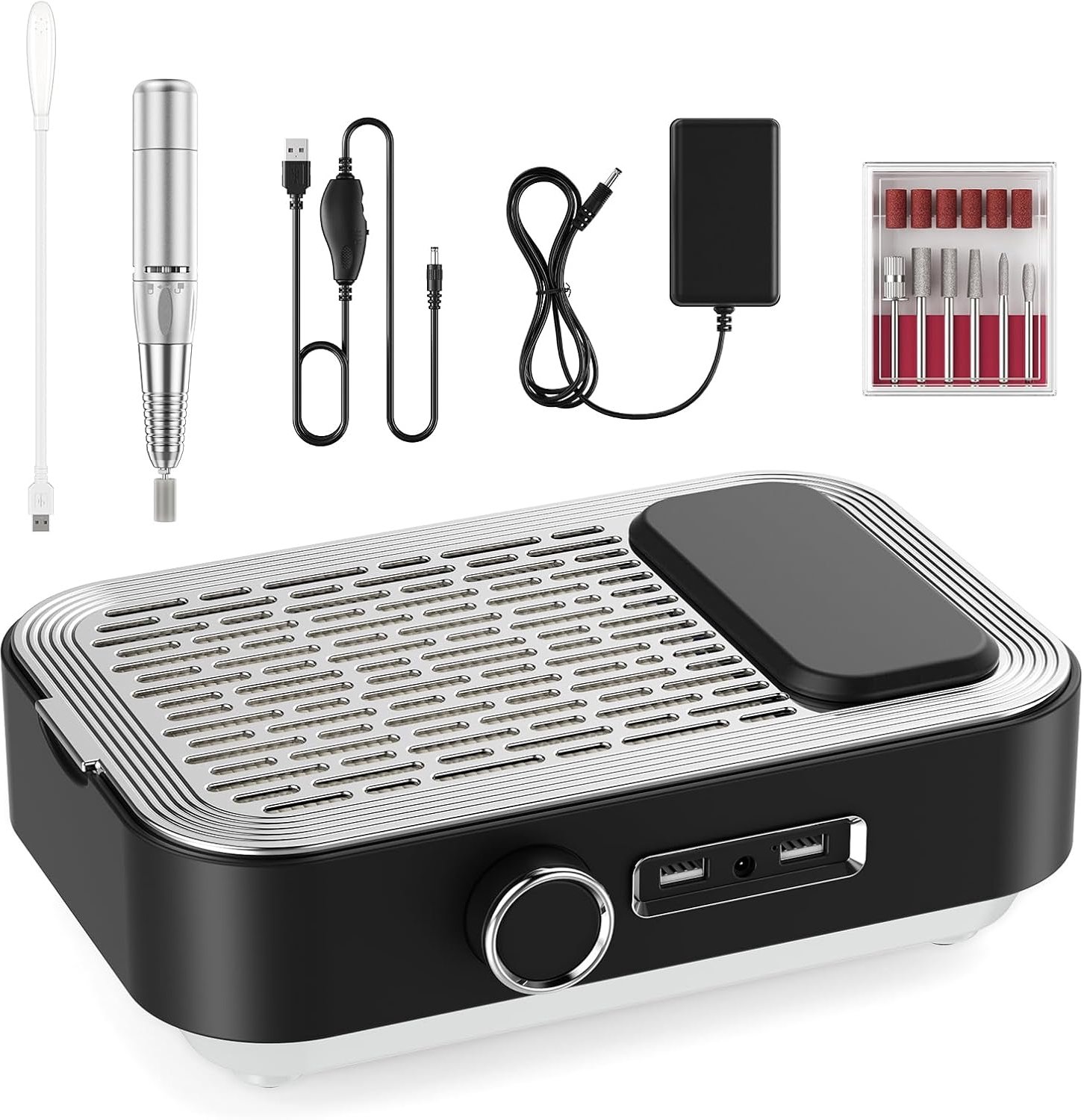 SnelShoppen - 4-in-1 Elektrische Nagelvijl met Stofzuiger, LED Verlichting, Powerbank, 45.000rpm Professionele Nagelverzorging voor Thuis en Salon - Z