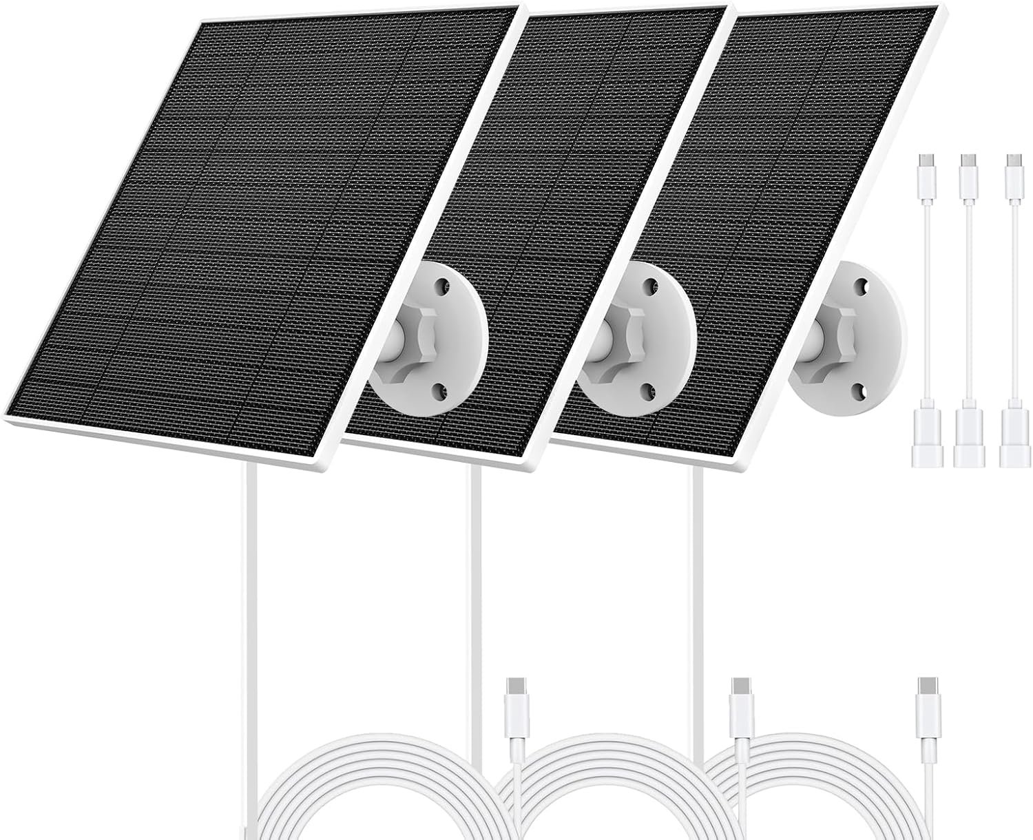 SnelShoppen - 5W Zonnepaneel voor Beveiligingscamera, Compatibel met Eufycam 2/2 Pro/2C/3/3C, IP65 Waterdicht, USB-C Aansluiting, Micro USB Adapter, 3