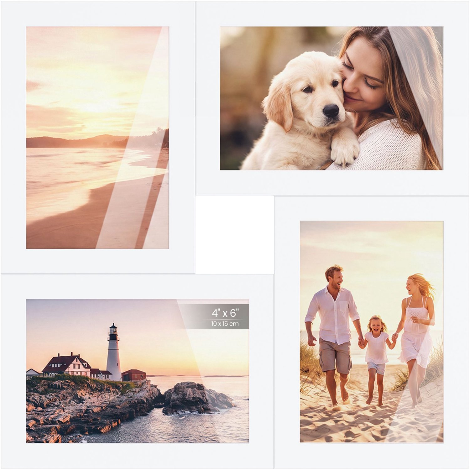 Fotolijsten set – Voor foto's 10 x 15 cm – Neerzetten of ophangen – Montage zonder gereedschap – Fotocollage – Wit