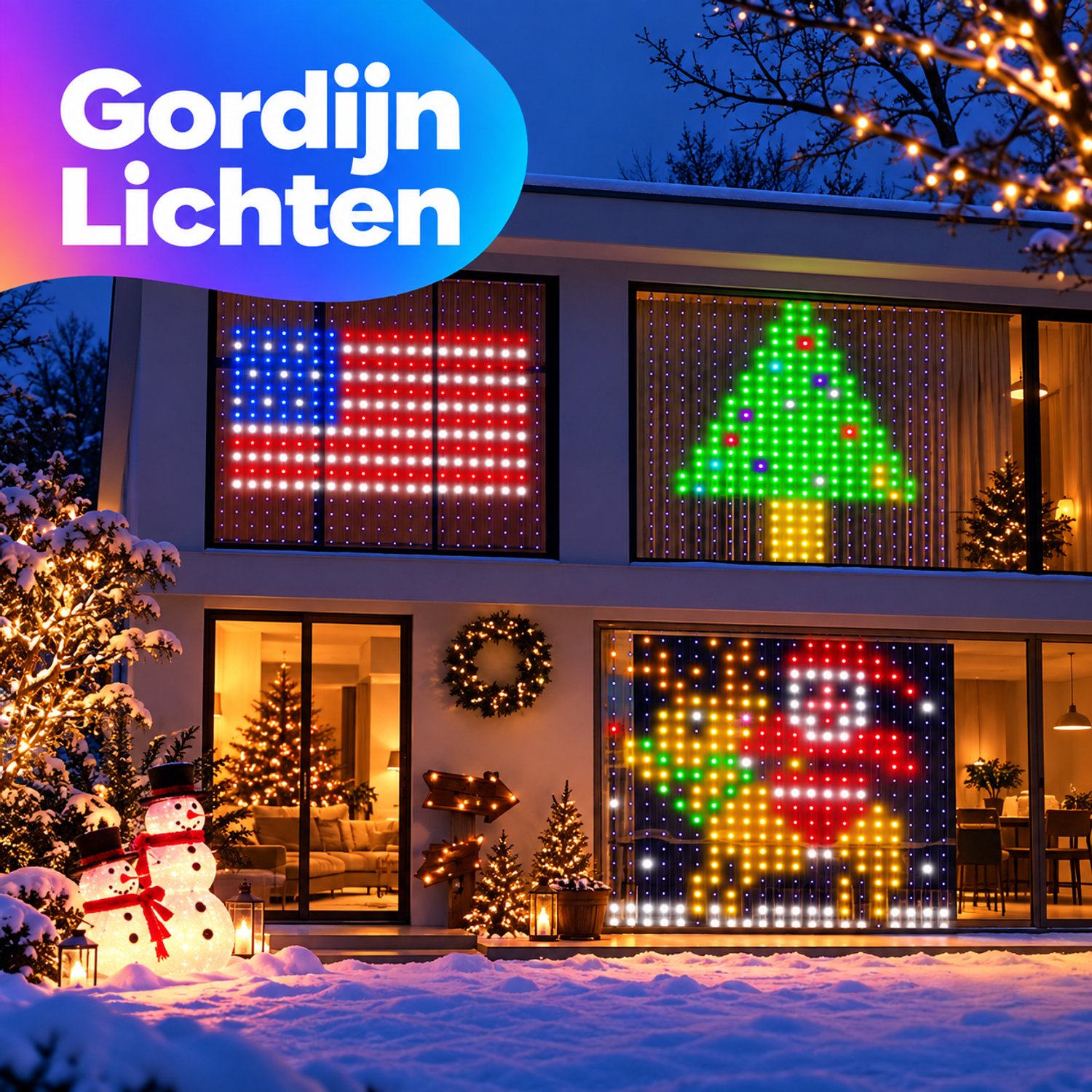 Sounix LED Lichtgordijn - Sfeerverlichting met Afstandsbediening - 2 meter - RGB - 400 LED lichten - LED Kerstverlichting Lichtgordijn – foto 2