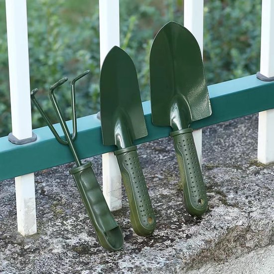Dailygoods- Tuinieren Tool Set Mini - 2x Hark/Spade/Schep - Lichtgewicht - Roestvrij Staal - Houten Handvat - Voor Indoor/Outdoor Gebruik - Tuingereedschap van Dailygoods — afbeelding 2