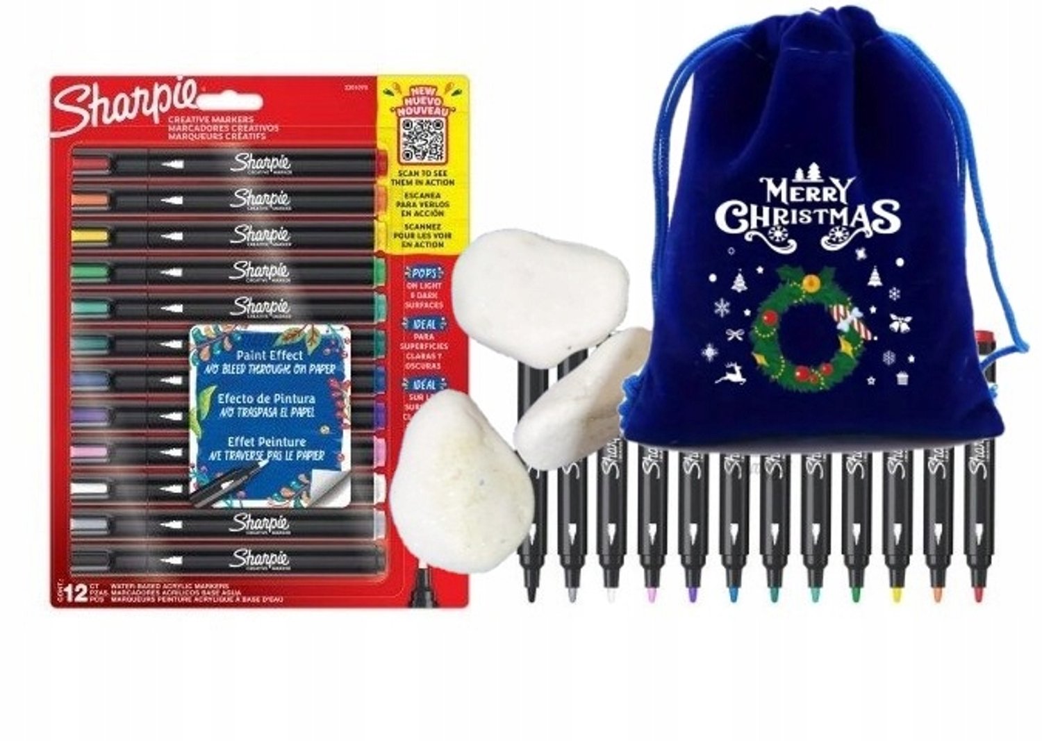 Sharpie Acryl Markers Set 12 + Stenen & Cadeauzakje