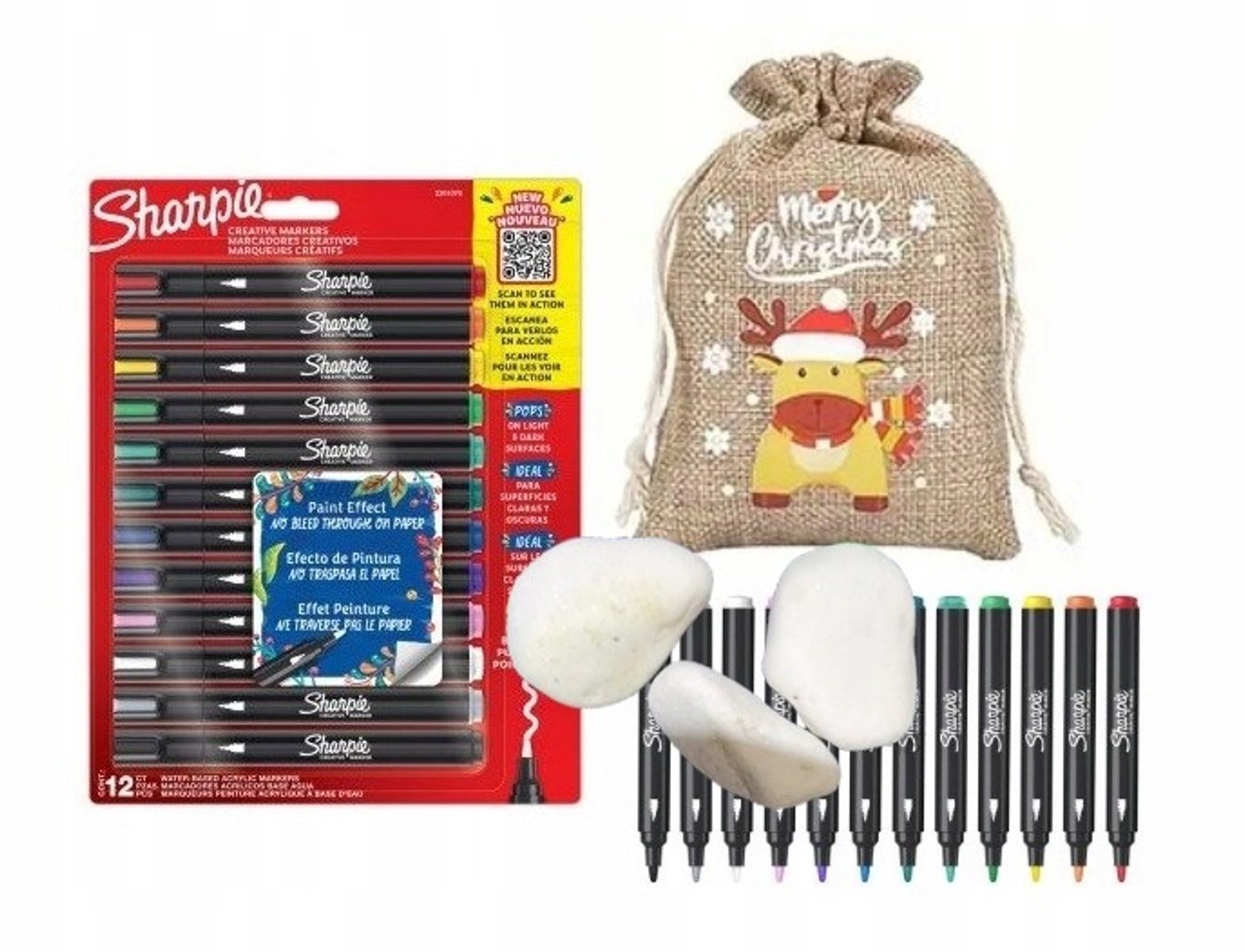 Sharpie Acryl Markers Set - 12 Kleuren + Stenen & Cadeauzakje