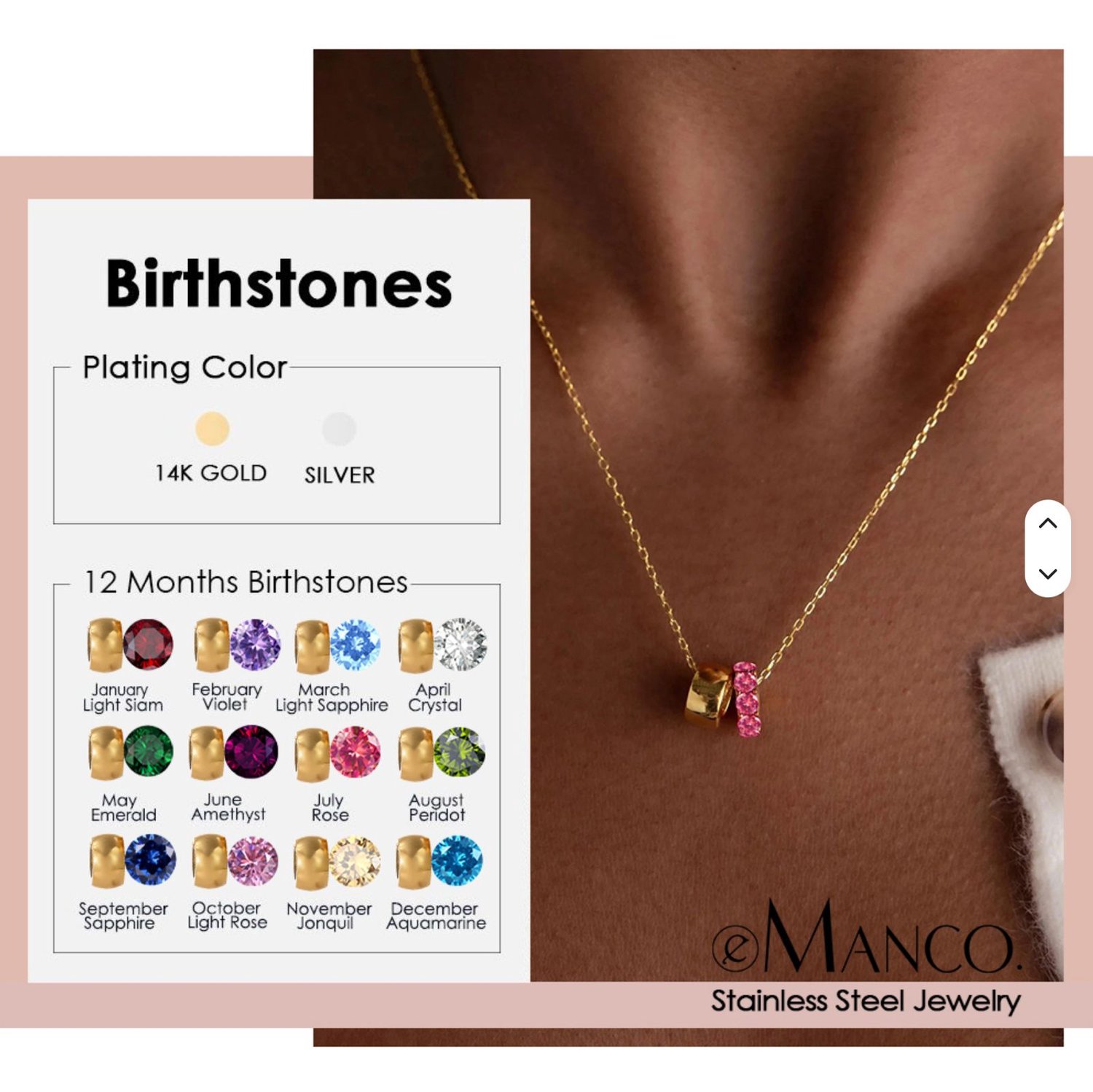 Maevi® Geboortesteen Ketting - Kleur: Zilver - Maand: Januari - Hoge Kwaliteit - RVS / Stainless Steel - Birthstone Necklace - Geboorte / Verjaardag Cadeau - Kraamcadeau - Incl. Luxe Verpakking - Mama / Moeder / Vrouw - Verkleurt Niet