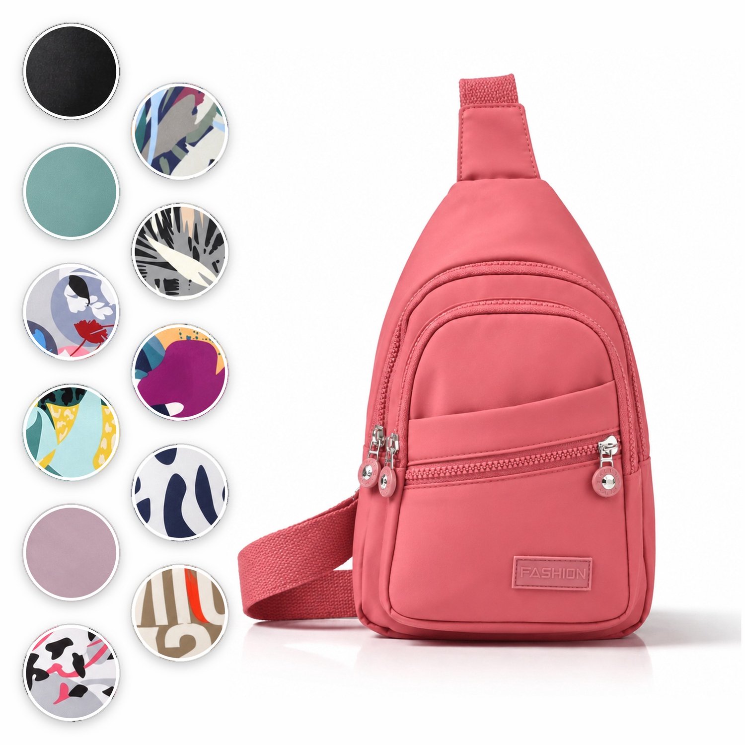 ÉLEVÉA® Crossbody Tas Dames - Schoudertas Dames - Anti Diefstal - Waterdicht en Compact - Handtas / Sling Bag - Crossbodytas Dames / Heren - Nektasje - Blush Coral Koraalroze - Crossover - Rugzak - Chestbag - Borsttas