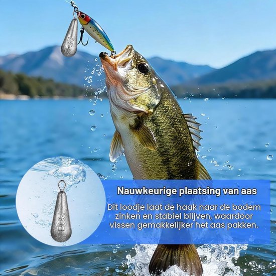 Set van 40 Dreggewichten voor Vissen, Pear Lead Vistuigen van 0.1 g tot 50 g, Ideaal voor Boot- en Zeevissen — afbeelding 4
