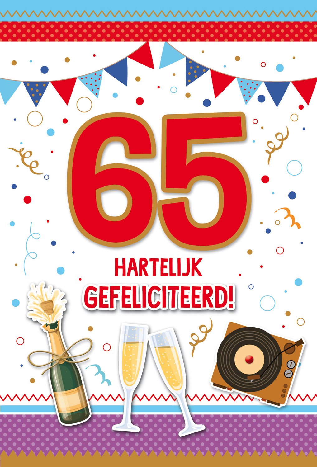 Luxe 3D Verjaardagskaart 65 Jaar Man - Leeftijdskaart 65 Jaar- Wenskaart 65 Jaar - Gefeliciteerd 65 Jaar