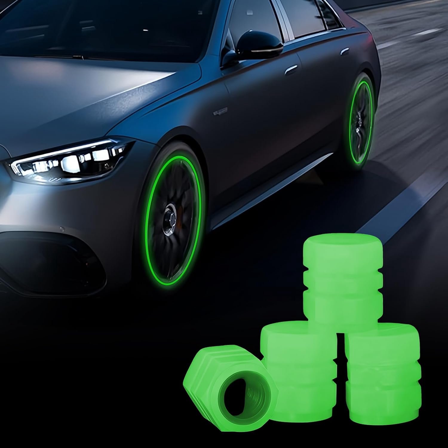 Ventieldoppen set van 4 - Fluorescerende ventieldoppen - Luminous ontwerp - Verbeterde luchtdichtheid - ShopVlot