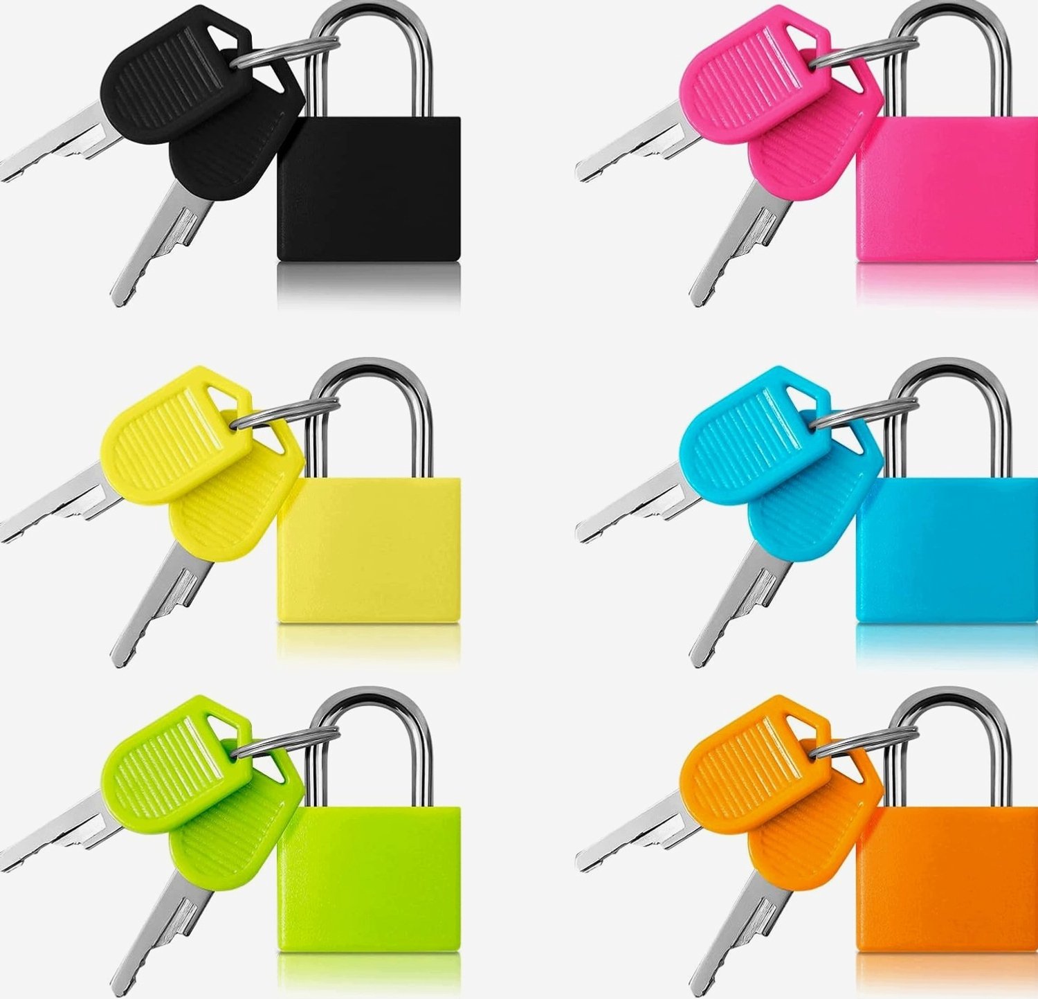 Set van 6 Kleine Koffersloten met Sleutel - Diverse Kleuren