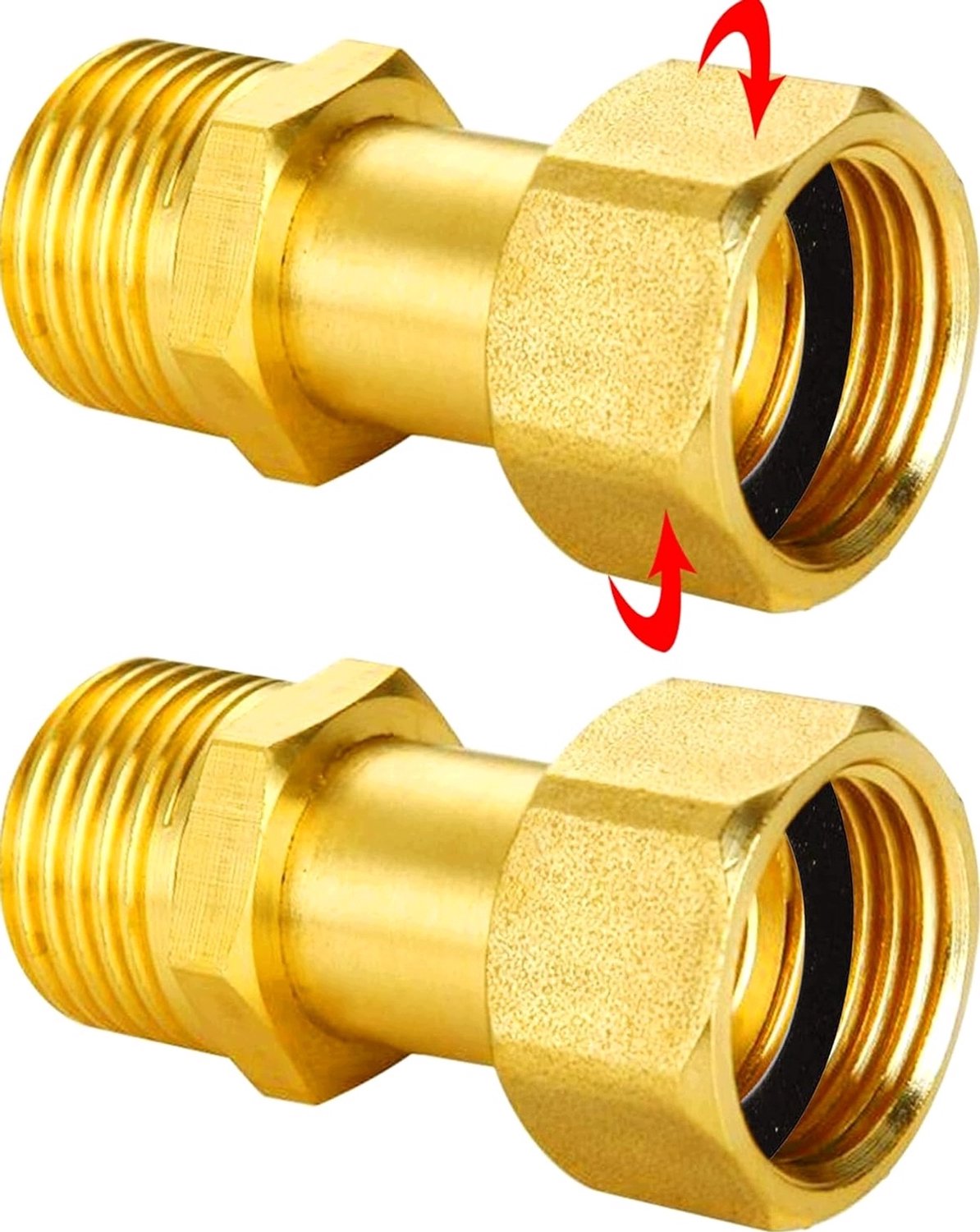 2x Messing Koppeling G1/2" Draaibaar Duurzaam Slang Adapter