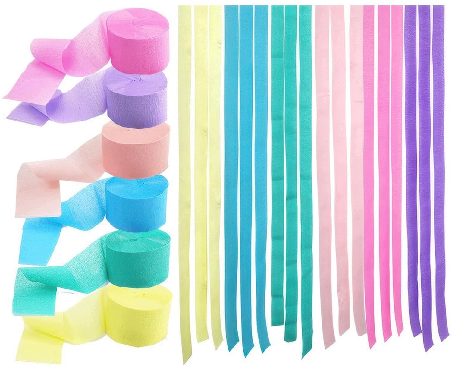 6 Rollen Gekleurd Crêpepapier 4,5 cm x 22 m - Decoratie & Knutselen