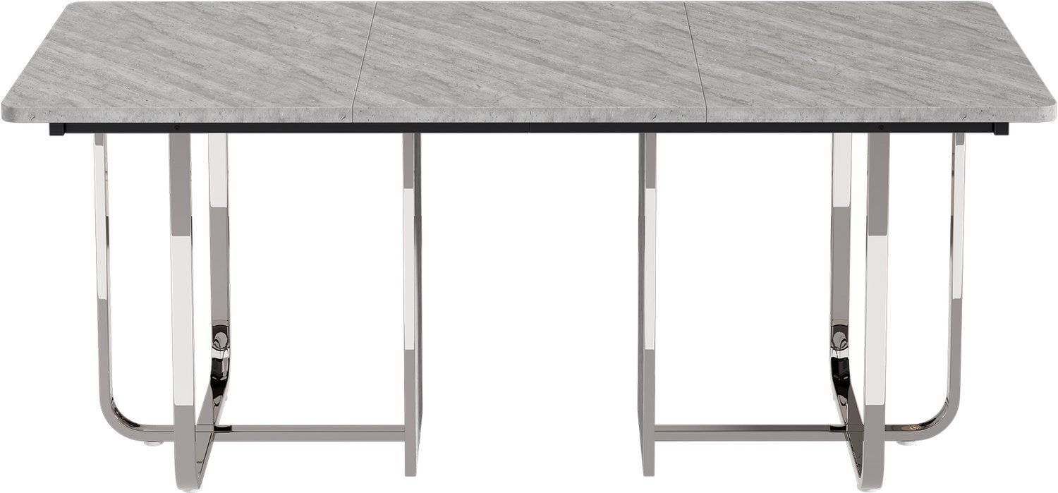 SONNENH Eettafel met metalen lusframes - MDF grijze betonlook en zilverkleurig - 180 x 80 cm