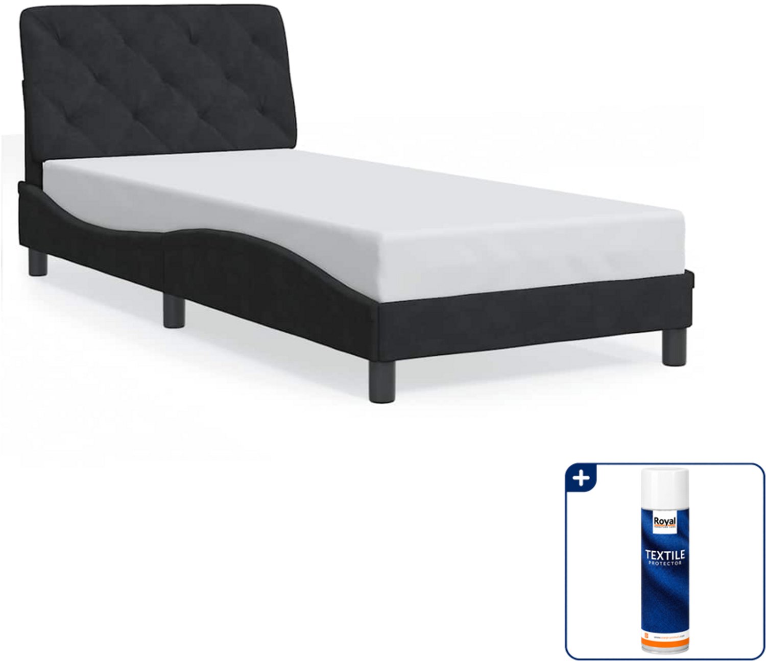 vidaXL bedframe - 90 x 200 cm - fluweel - zwart - Inclusief textielbeschermer 500 ml Taupe