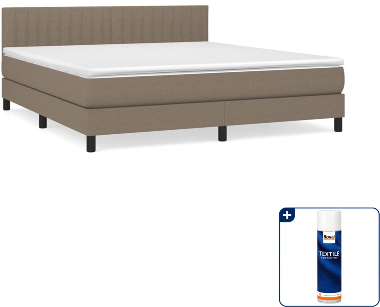 vidaXL boxspring met matras - Queensize - 160 x 200 cm - taupe - Inclusief textielbeschermer 500 ml