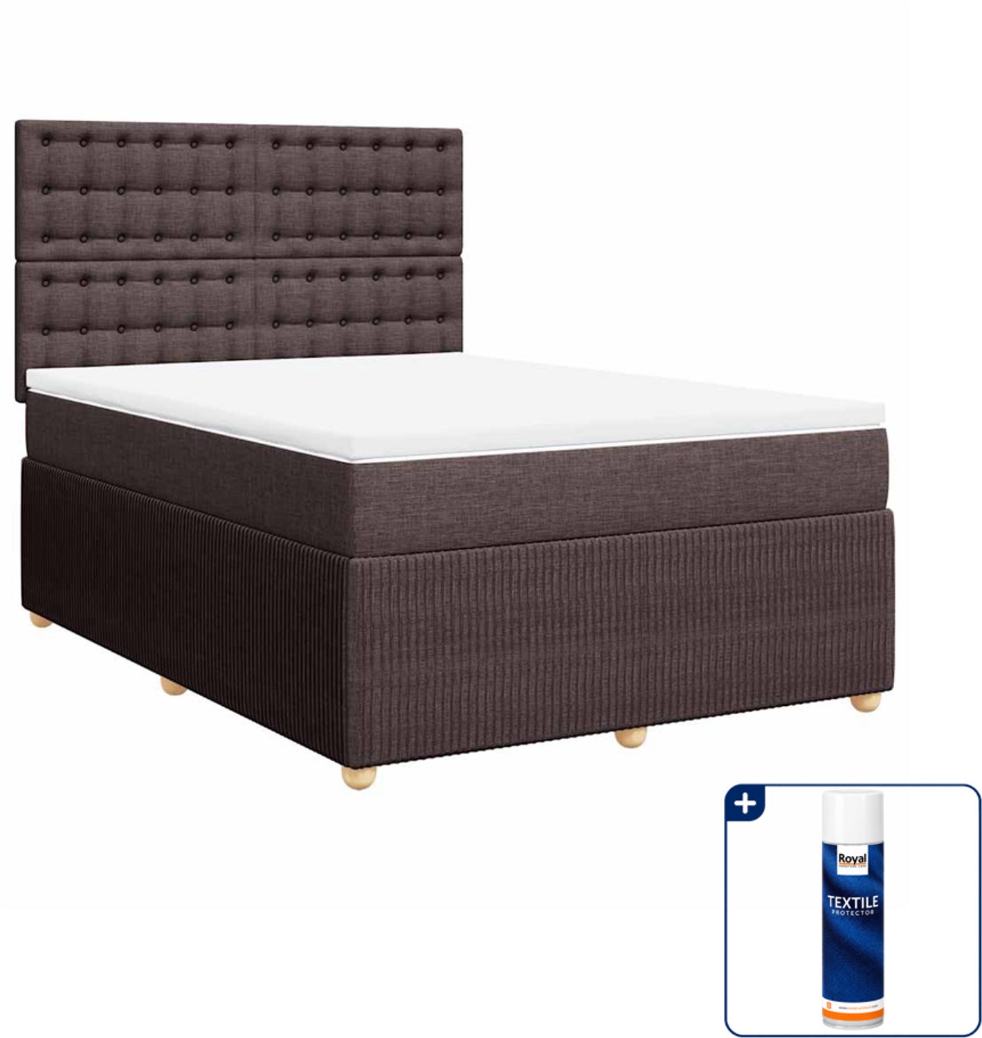 vidaXL boxspring Queensize - 160 x 200 cm - donkerbruin - Inclusief textielbeschermer 500 ml