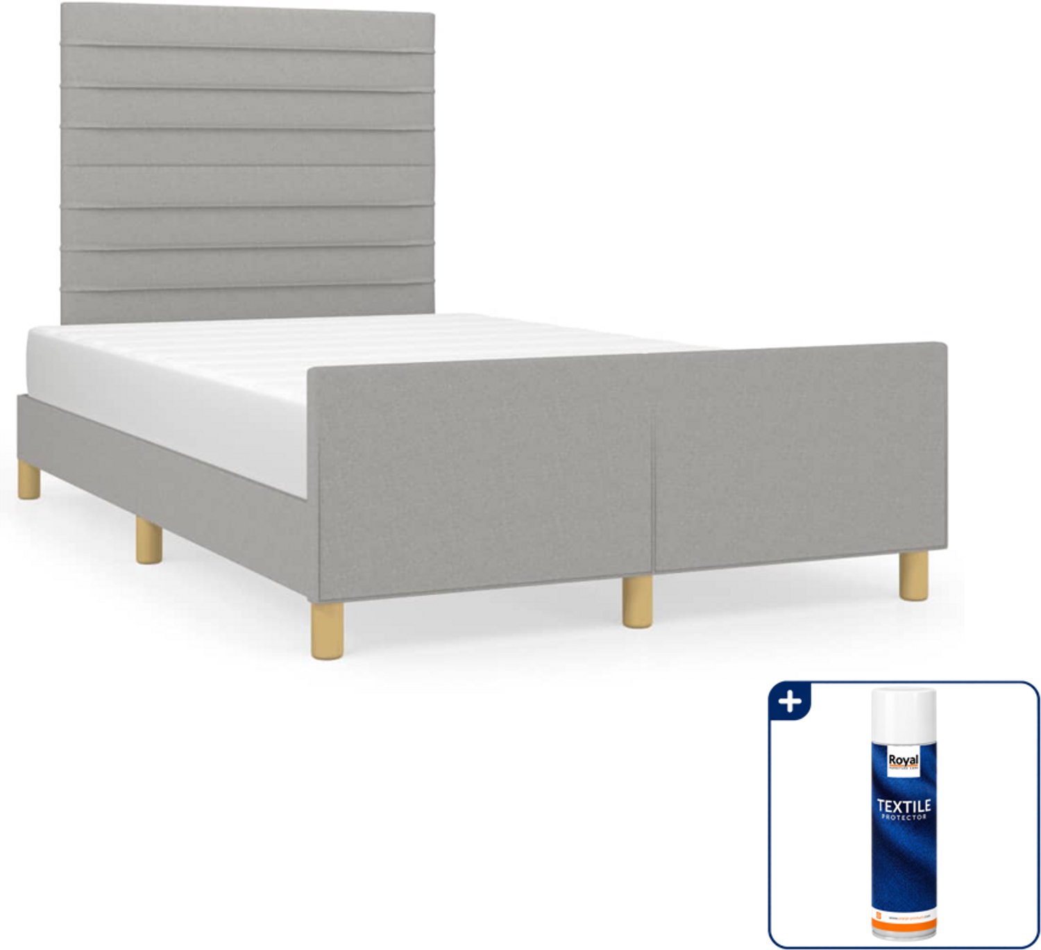 vidaXL bedframe - 120 x 190 cm - stof - lichtgrijs - Inclusief textielbeschermer 500 ml