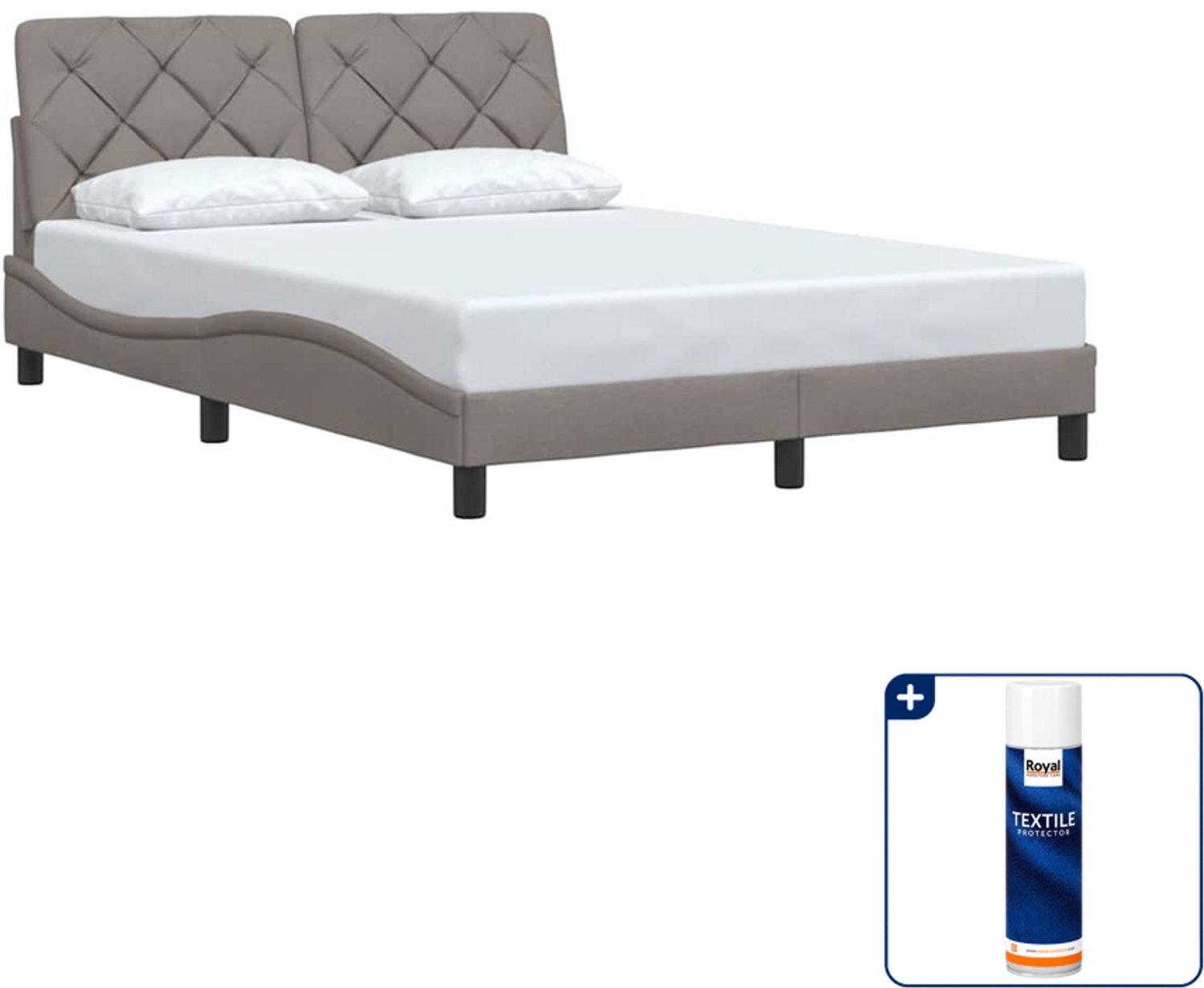 vidaXL Bedframe - Small double - 140 x 200 cm - taupe - Inclusief textielbeschermer 500 ml Bruin