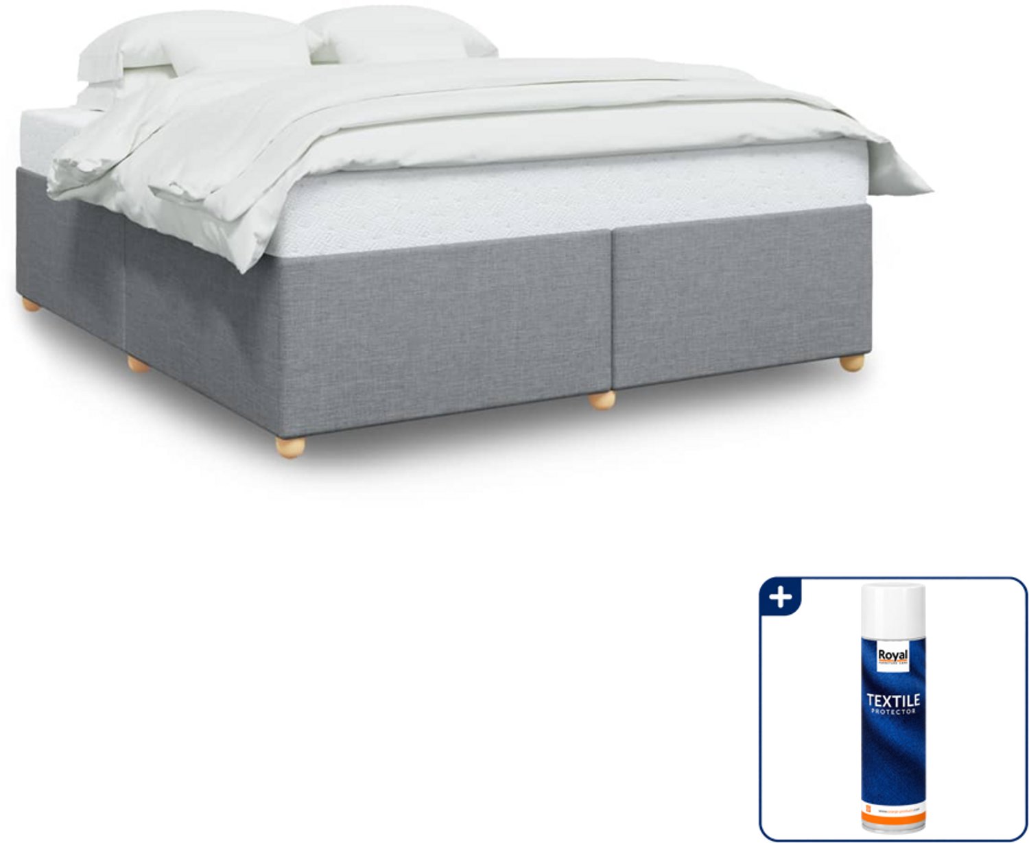 vidaXL Bedframe - Super kingsize - 200 x 200 cm - lichtgrijs - Inclusief textielbeschermer 500 ml Blauw