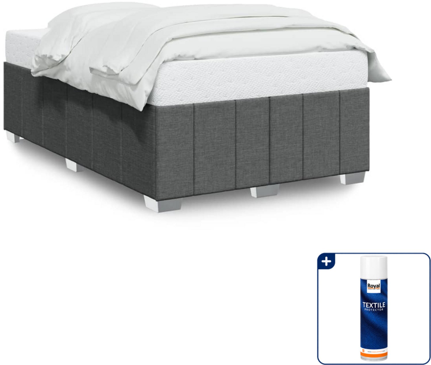 vidaXL Bedframe - 120 x 190 cm - stof - donkergrijs - Inclusief textielbeschermer 500 ml