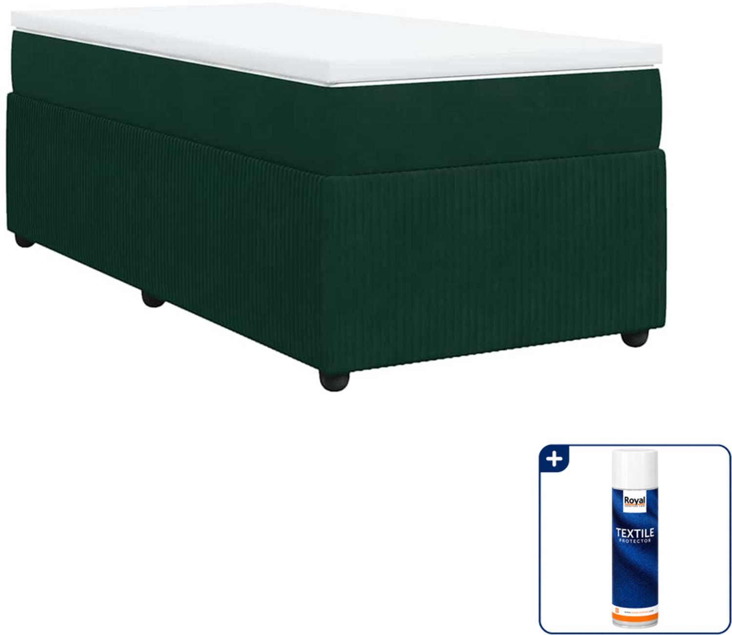 vidaXL boxspring met matras - 90 x 190 cm - fluweel - donkergroen - Inclusief textielbeschermer 500 ml