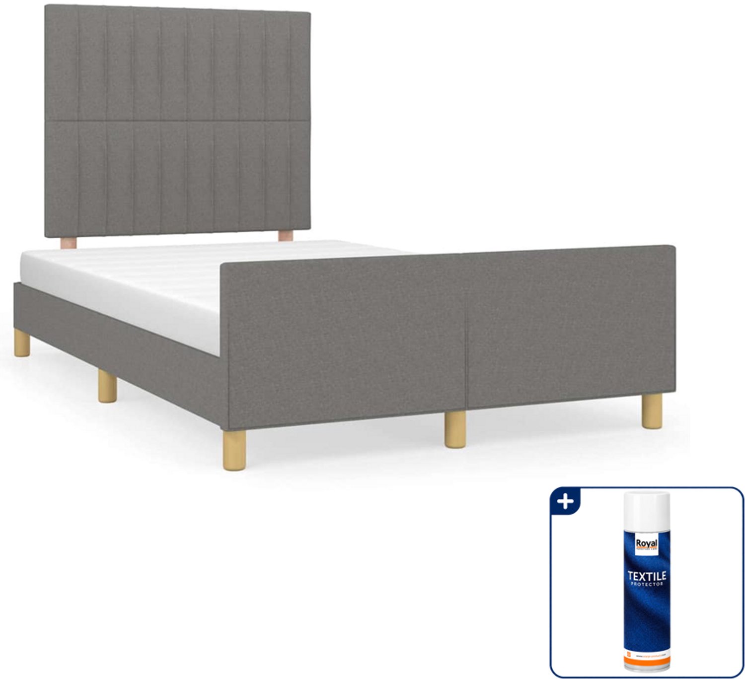 vidaXL bedframe - 120 x 200 cm - stof - donkergrijs - Inclusief textielbeschermer 500 ml