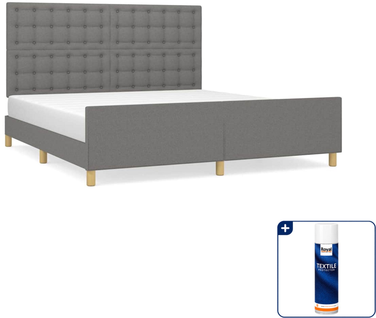 vidaXL bedframe Queensize - 160 x 200 cm - donkergrijs - Inclusief textielbeschermer 500 ml