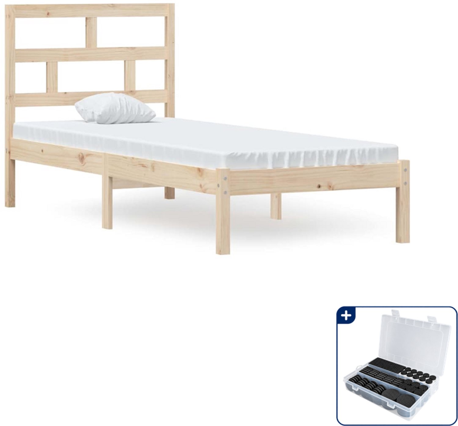 vidaXL bedframe - 75 x 190 cm - massief grenenhout - Inclusief antikrasvilt 177-delig Bruin