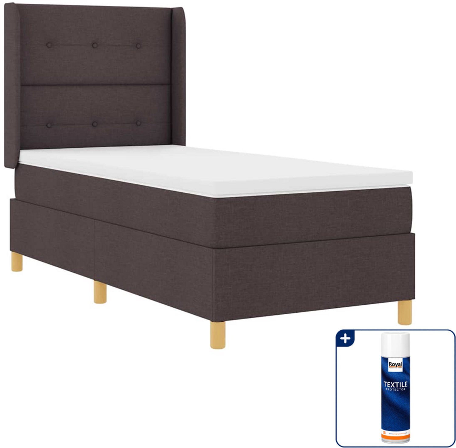 vidaXL boxspringbed - 100 x 200 cm - stof - bruin - Inclusief textielbeschermer 500 ml