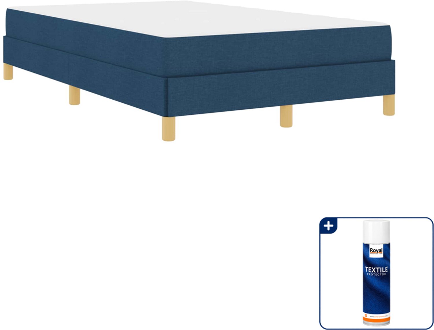 vidaXL boxspringbed met matras - 120 x 190 cm - stof - blauw - Inclusief textielbeschermer 500 ml