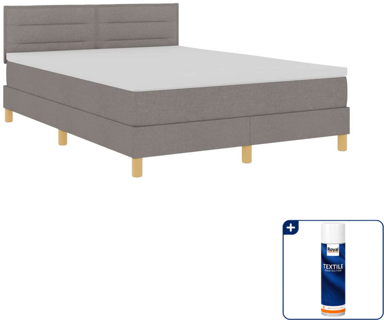 vidaXL led boxspring Small double - 140 x 200 cm - taupe - Inclusief textielbeschermer 500 ml