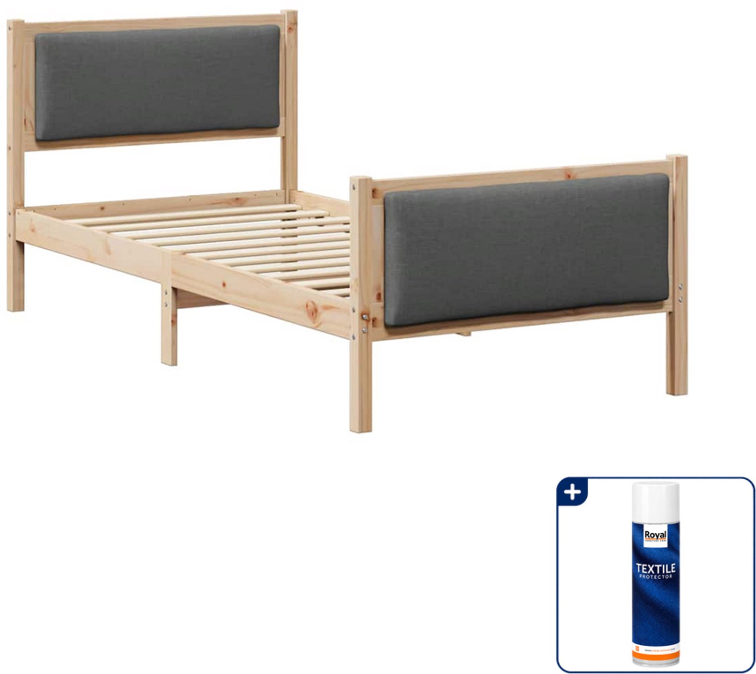 vidaXL bedframe - 100 x 200 cm - donkergrijs - Inclusief textielbeschermer 500 ml Bruin