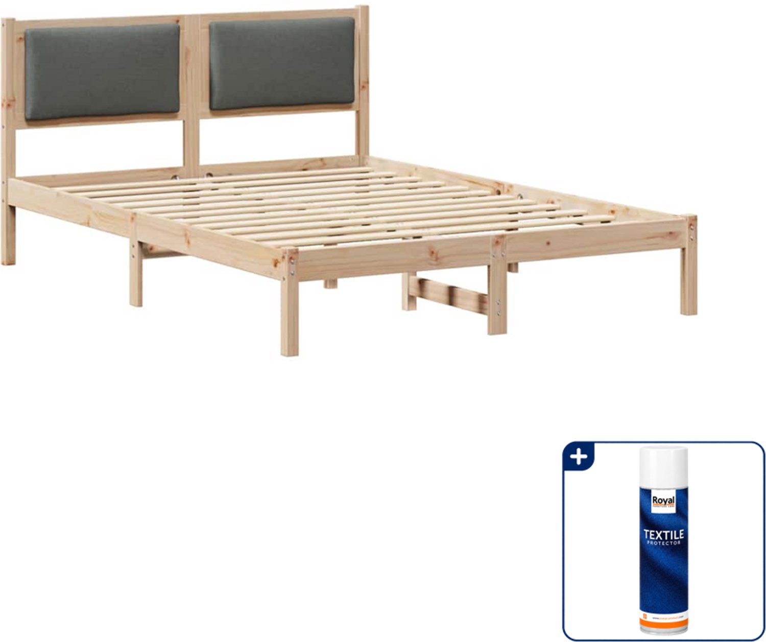 vidaXL Bedframe Queensize - 160 x 200 cm - donkergrijs - Inclusief textielbeschermer 500 ml