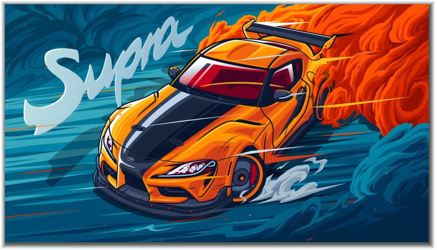 Postertje.nl Poster Toyota GR Supra raceauto – 80 × 45 cm Bruin