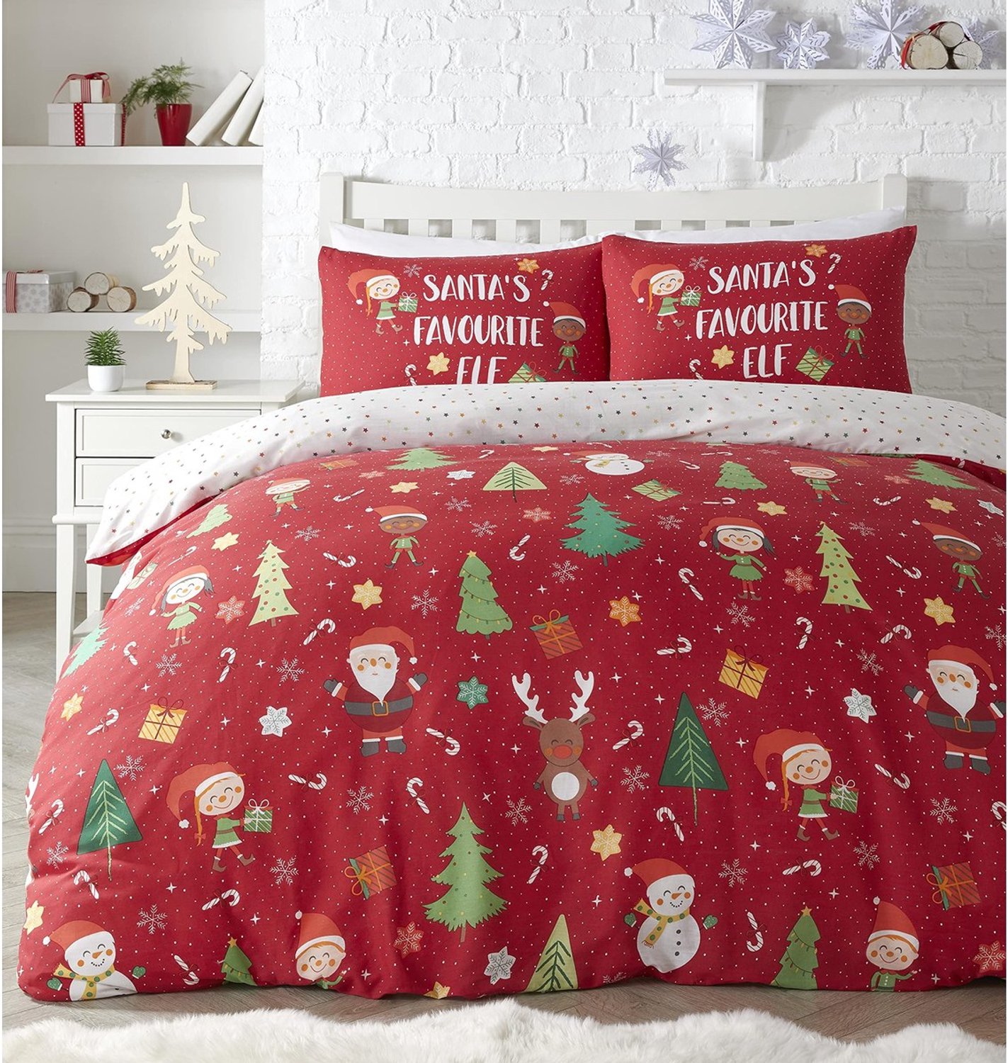Duraxl Dekbedovertrek - 140 x 200 cm - Polykatoen - Kerstmotief Multi