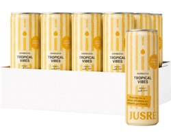 JusRé Seas the Day Kombucha, Gefermenteerde Thee in blik met Ananas en Kokos, 100% Natuurlijk Zonder Toegevoegde Suikers (12 x 25cl)