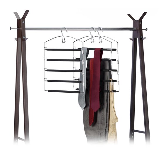 Relaxdays broekhanger - ruimtebesparende kledinghanger metaal - meerdere broeken - Pak... |