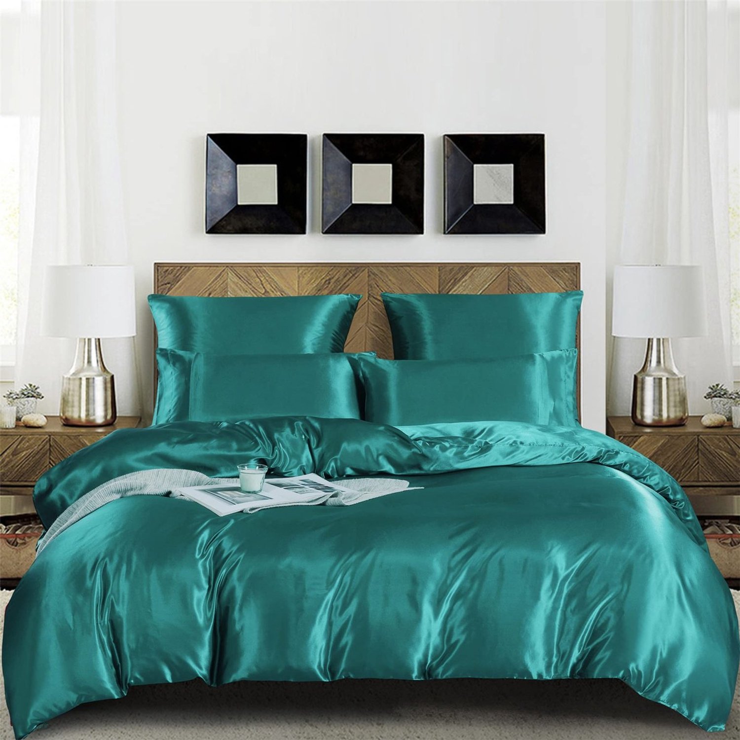 Duraxl Dekbedovertrek - Satijn - 135 x 200 cm - Microvezel - Turquoise