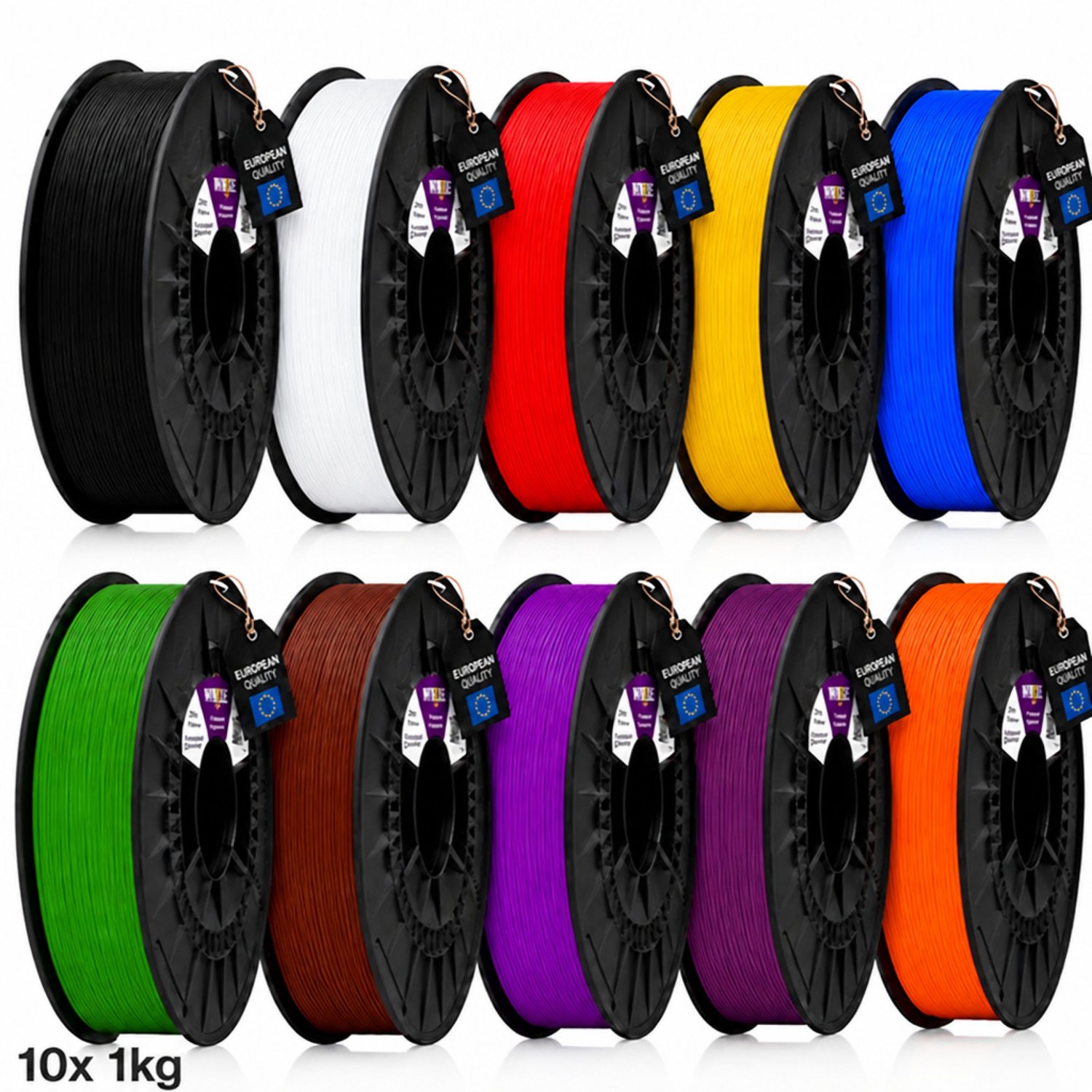 Winkle PLA HD 3D Filament - 10x1 kg Voordeelpakket - Filament voor 3D printer - Hoge Nauwkeurigheid - Multicolor Set - Ø 1,75 mm 10 x 1kg Multicolor