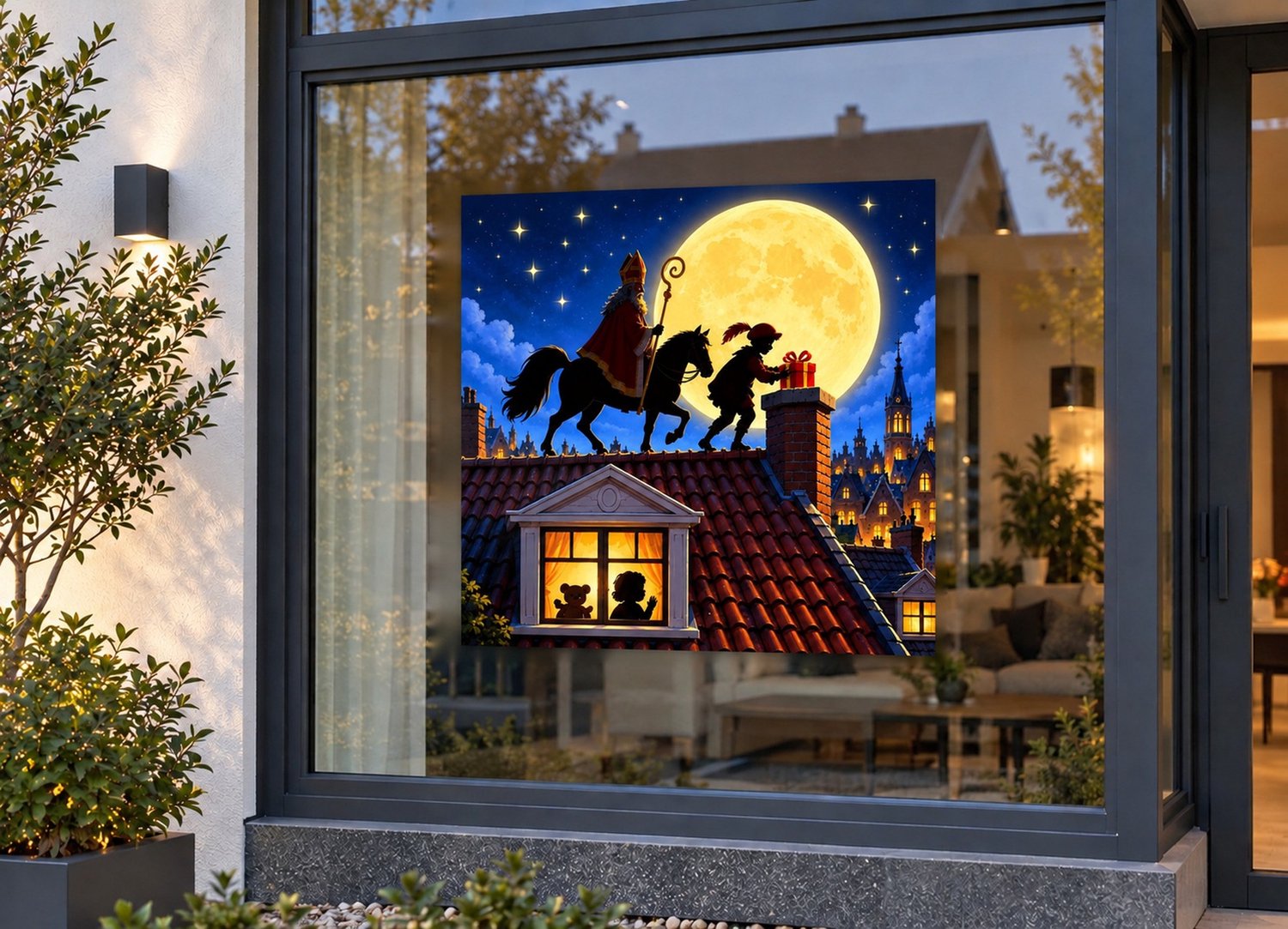 De Stickerman Sinterklaas Raamsticker 75cm Breed Herbruikbaar Weerbestendig (V26) Multi